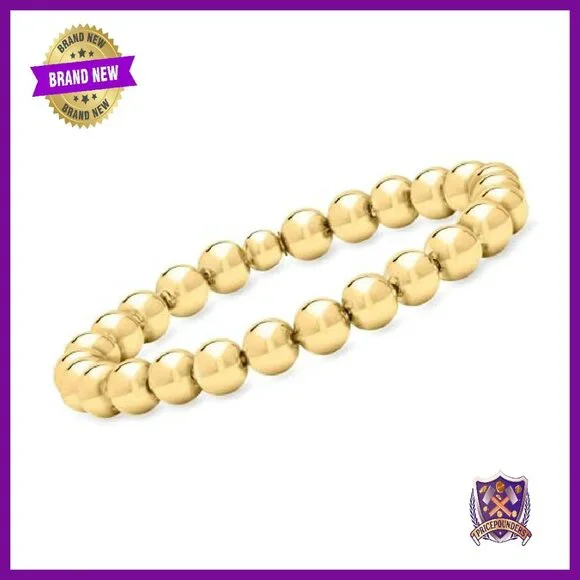 Italian 8mm Gold Over Sterling Stretch Bracelet 7 Inch